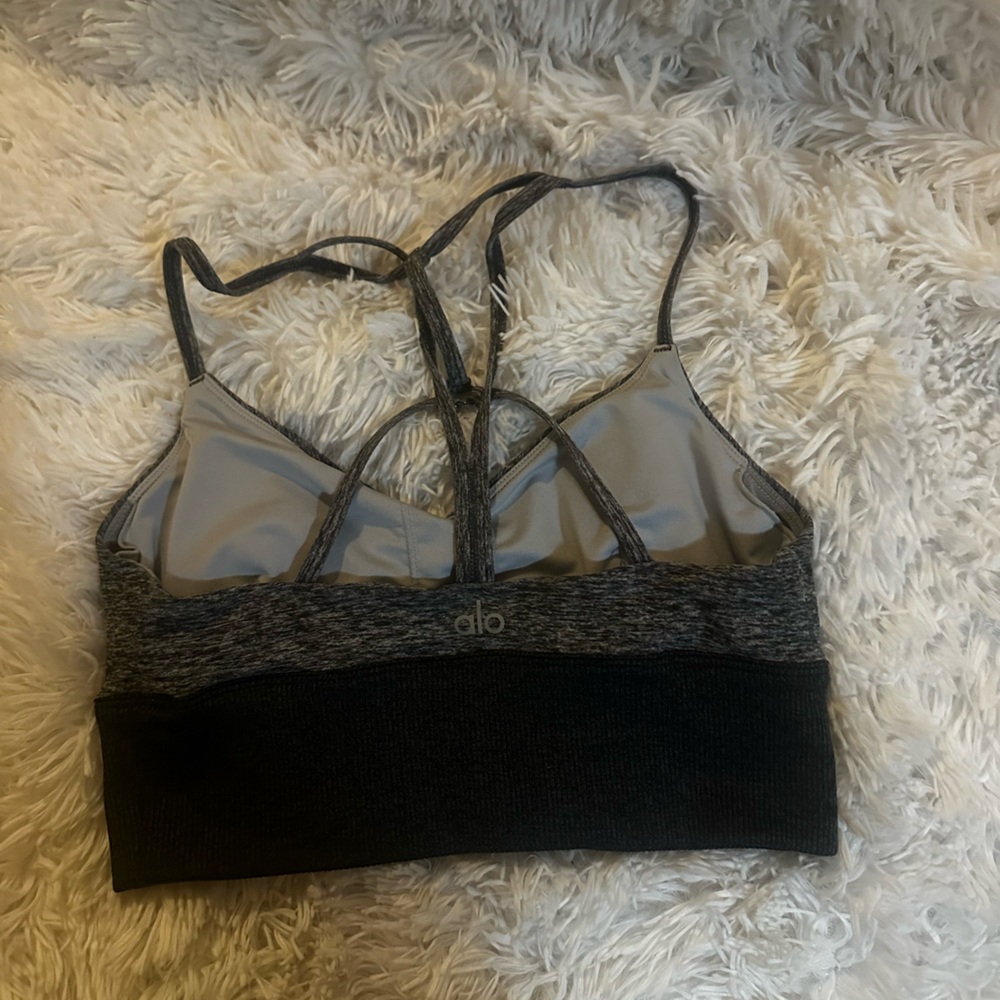 ALO Yoga Gray and Black Sports Bra